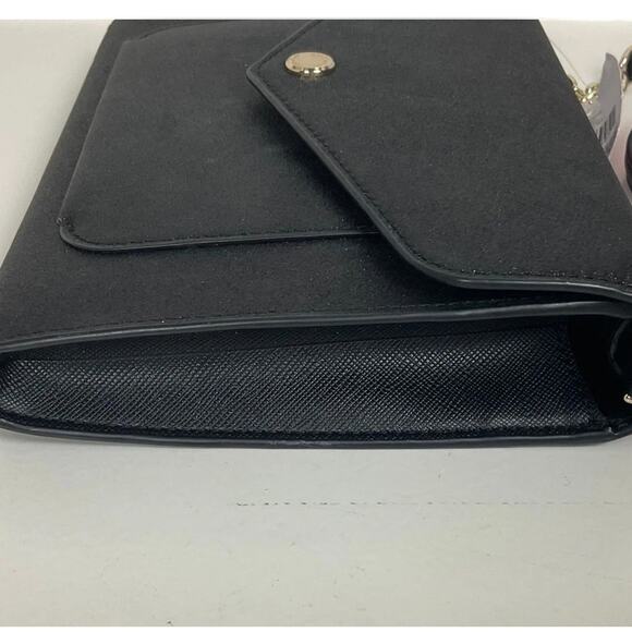 Kate Spade Black Crossbody Purse Metallic Fabric Flap Closure Gold Chain Handbag - Picture 4 of 10